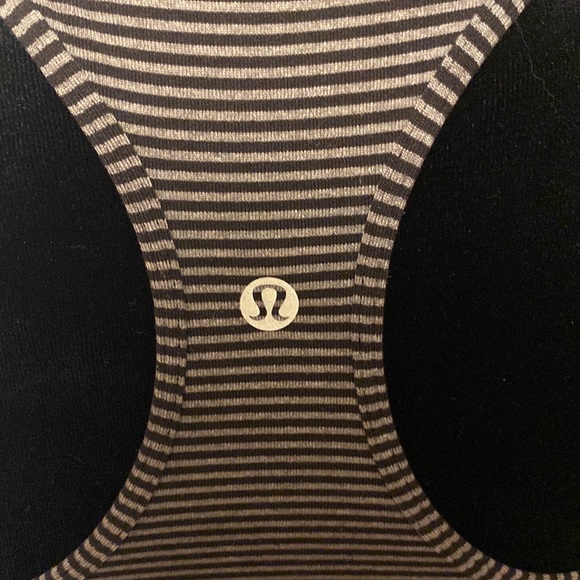 Lululemon Razorback Black and Dark Gray Striped Workout Tank w/ Bag - Picture 4 of 7